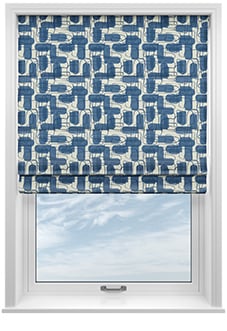 Meander, Navy - Twist&Fit Roman Blind